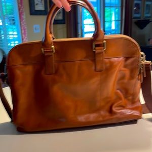 Fossil brief case. Tan leather.